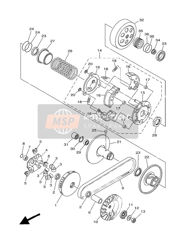 2B5E56570000, Clutch, Oneway, Yamaha, 2